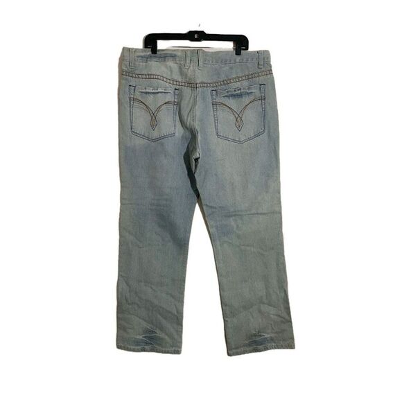 Vintage PHAT FARM Men's Denim Wide Leg Whitewash Baggy Jeans SIZE 40x32 Y2K - Picture 2 of 4